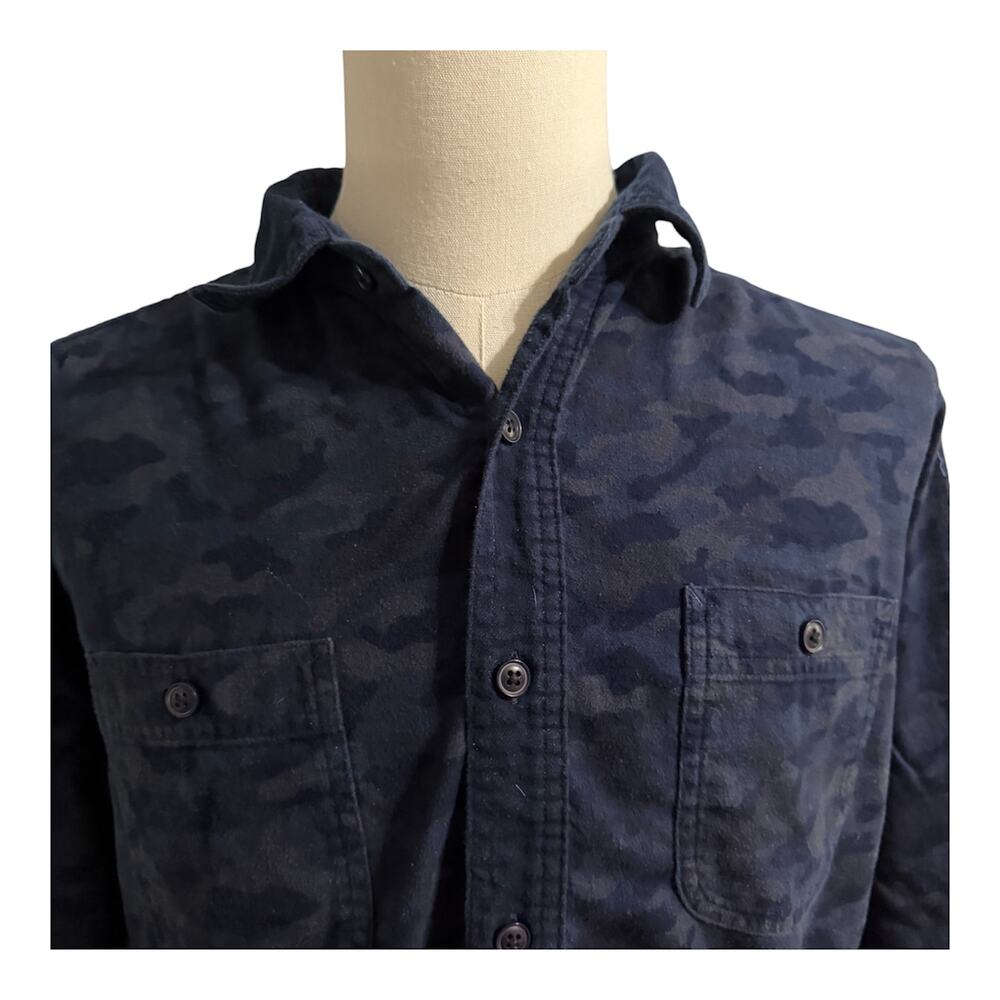Uniqlo Men's Blue Camo Flannel Shirt Sz XL Military Core Tactical Gorpcore Urban